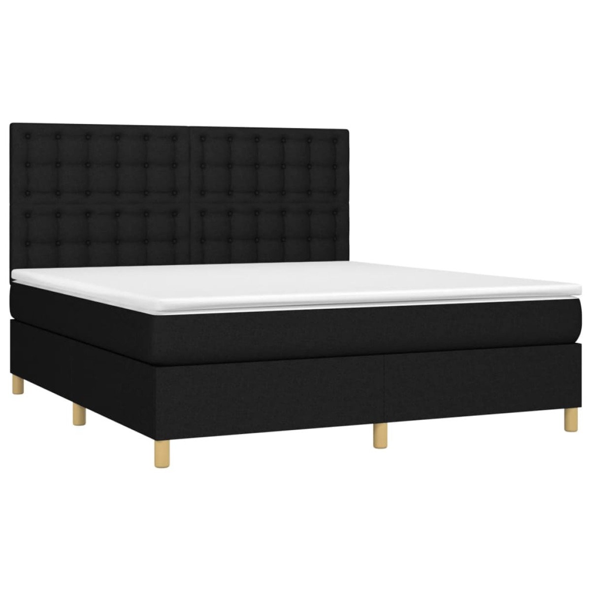 vidaXL Κρεβάτι Boxspring με Στρώμα Μαύρο 160x200 εκ. Υφασμάτινο