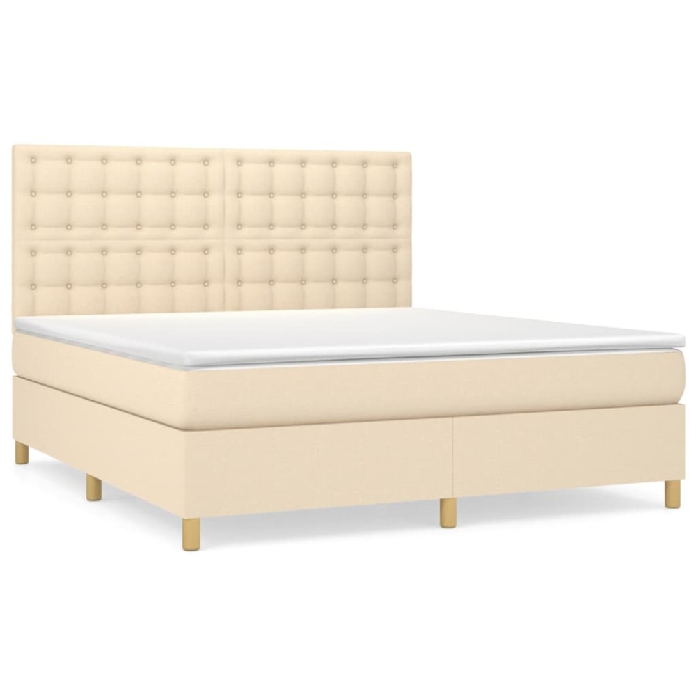 vidaXL Κρεβάτι Boxspring με Στρώμα Κρεμ 160x200 εκ. Υφασμάτινο