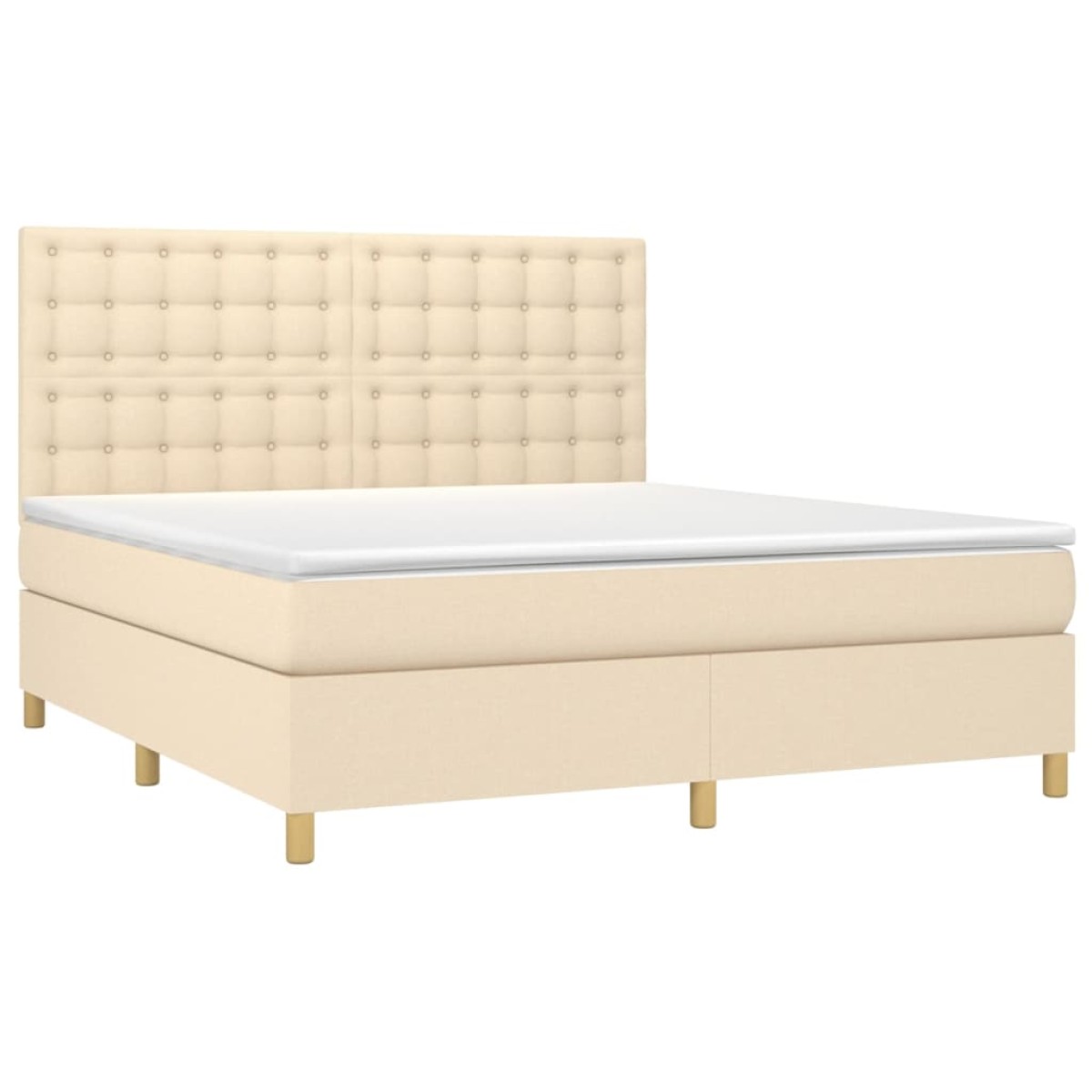vidaXL Κρεβάτι Boxspring με Στρώμα Κρεμ 160x200 εκ. Υφασμάτινο