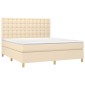 vidaXL Κρεβάτι Boxspring με Στρώμα Κρεμ 160x200 εκ. Υφασμάτινο