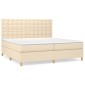 vidaXL Κρεβάτι Boxspring με Στρώμα Κρεμ 200x200 εκ. Υφασμάτινο