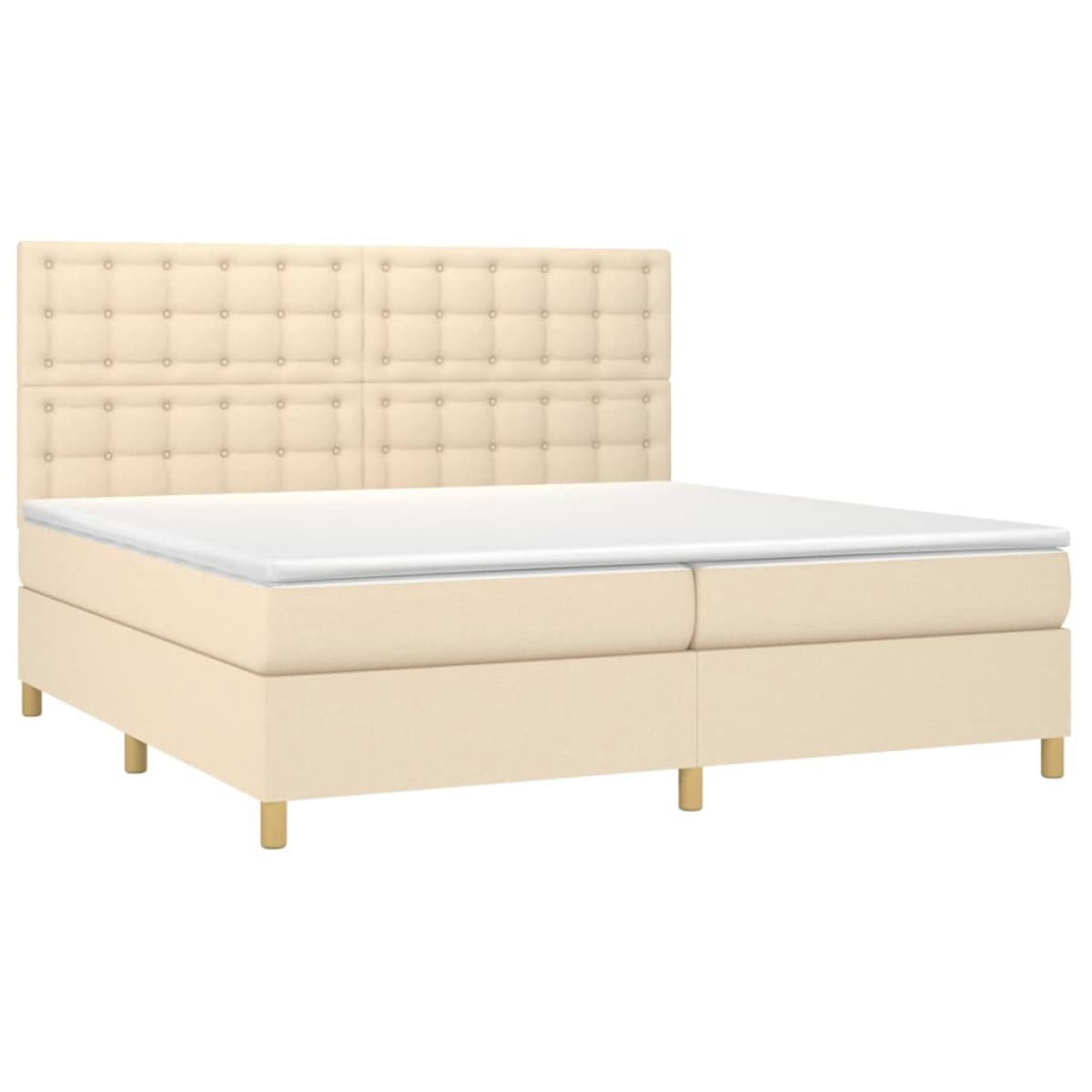 vidaXL Κρεβάτι Boxspring με Στρώμα Κρεμ 200x200 εκ. Υφασμάτινο