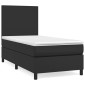 vidaXL Κρεβάτι Boxspring με Στρώμα Μαύρο 80 x 200 εκ. Συνθετικό Δέρμα