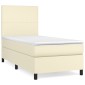 vidaXL Κρεβάτι Boxspring με Στρώμα Κρεμ 80 x 200 εκ. Συνθετικό Δέρμα