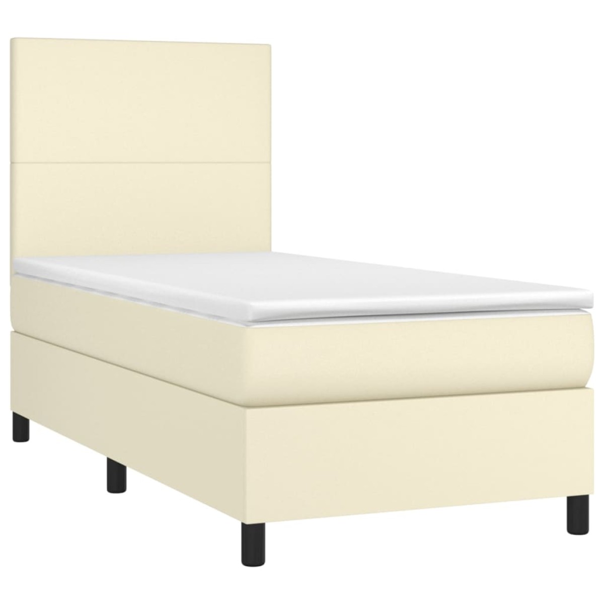 vidaXL Κρεβάτι Boxspring με Στρώμα Κρεμ 80 x 200 εκ. Συνθετικό Δέρμα