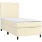 vidaXL Κρεβάτι Boxspring με Στρώμα Κρεμ 80 x 200 εκ. Συνθετικό Δέρμα
