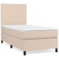 vidaXL Κρεβάτι Boxspring με Στρώμα Καπουτσίνο 90x190εκ.από Συνθ. Δέρμα