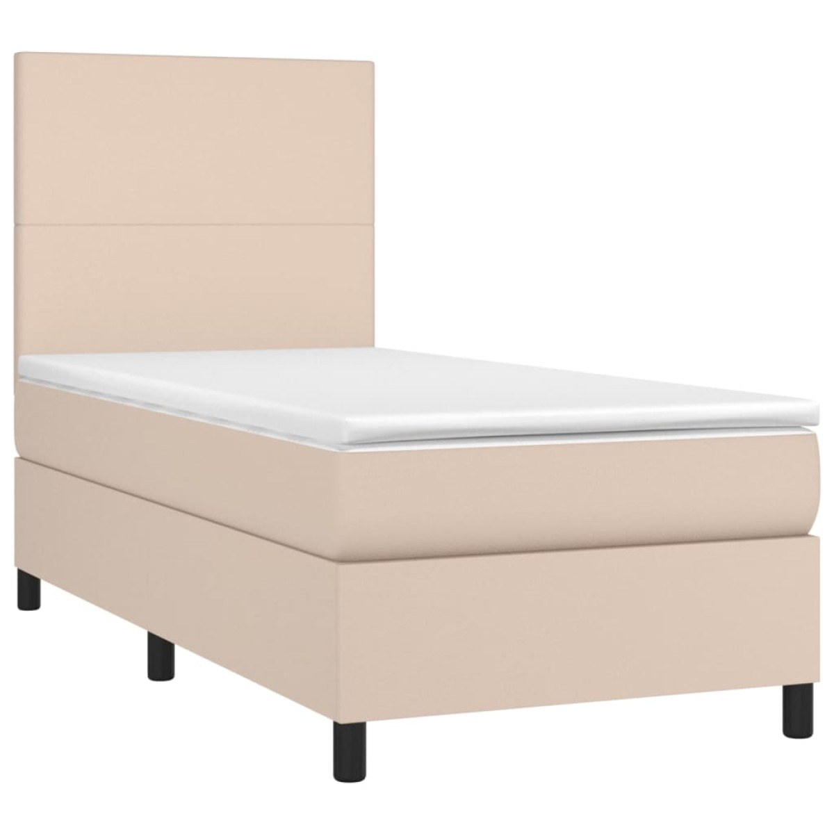 vidaXL Κρεβάτι Boxspring με Στρώμα Καπουτσίνο 90x190εκ.από Συνθ. Δέρμα