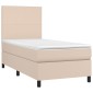 vidaXL Κρεβάτι Boxspring με Στρώμα Καπουτσίνο 90x190εκ.από Συνθ. Δέρμα