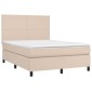 vidaXL Κρεβάτι Boxspring με Στρώμα Καπουτσίνο 140x190εκ.από Συνθ.Δέρμα