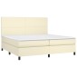 vidaXL Κρεβάτι Boxspring με Στρώμα Κρεμ 200x200 εκ. Συνθετικό Δέρμα