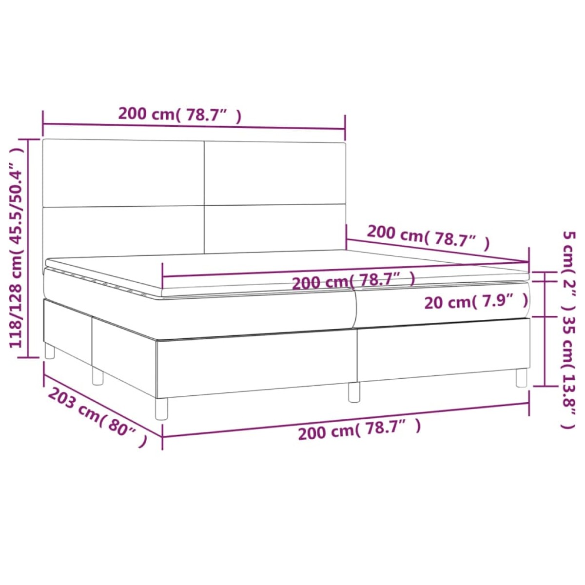 vidaXL Κρεβάτι Boxspring με Στρώμα Κρεμ 200x200 εκ. Συνθετικό Δέρμα