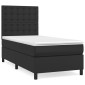 vidaXL Κρεβάτι Boxspring με Στρώμα Μαύρο 90x190εκ. από Συνθετικό Δέρμα