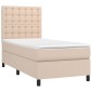 vidaXL Κρεβάτι Boxspring με Στρώμα Καπουτσίνο 90x190εκ.από Συνθ. Δέρμα