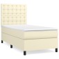 vidaXL Κρεβάτι Boxspring με Στρώμα Κρεμ 90x200 εκ. από Συνθετικό Δέρμα