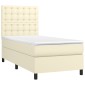 vidaXL Κρεβάτι Boxspring με Στρώμα Κρεμ 90x200 εκ. από Συνθετικό Δέρμα