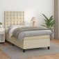 vidaXL Κρεβάτι Boxspring με Στρώμα Κρεμ 90x200 εκ. από Συνθετικό Δέρμα