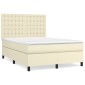 vidaXL Κρεβάτι Boxspring με Στρώμα Κρεμ 140x190εκ. από Συνθετικό Δέρμα