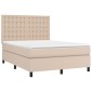 vidaXL Κρεβάτι Boxspring με Στρώμα Καπουτσίνο 140x190εκ.από Συνθ.Δέρμα
