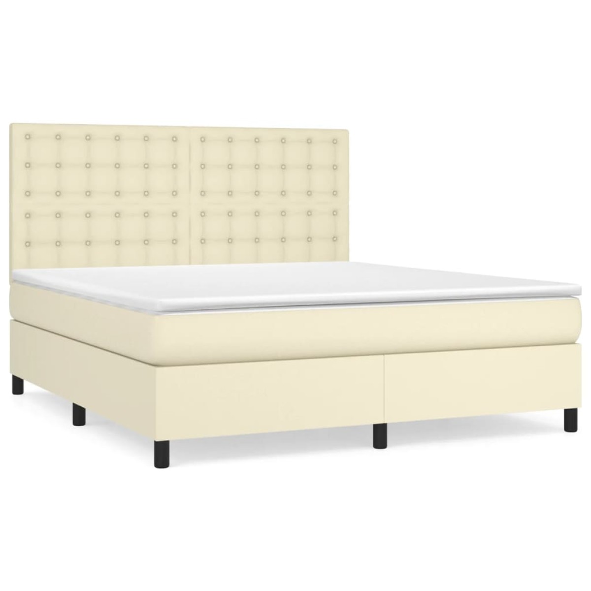 vidaXL Κρεβάτι Boxspring με Στρώμα Κρεμ 180x200 εκ. Συνθετικό Δέρμα