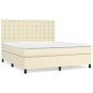 vidaXL Κρεβάτι Boxspring με Στρώμα Κρεμ 180x200 εκ. Συνθετικό Δέρμα