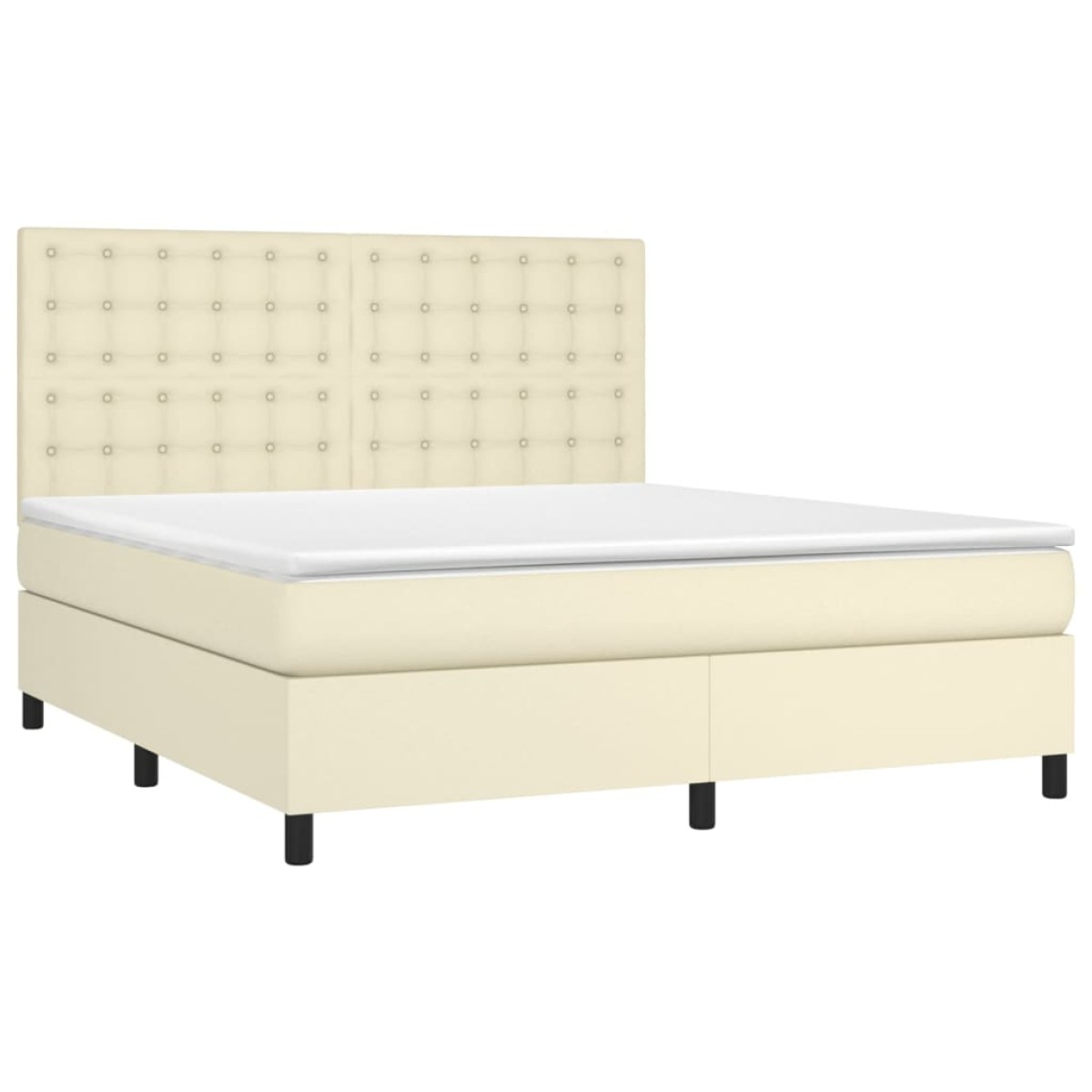 vidaXL Κρεβάτι Boxspring με Στρώμα Κρεμ 180x200 εκ. Συνθετικό Δέρμα