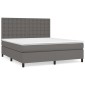 vidaXL Κρεβάτι Boxspring με Στρώμα Γκρι 180x200 εκ. Συνθετικό Δέρμα