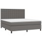 vidaXL Κρεβάτι Boxspring με Στρώμα Γκρι 180x200 εκ. Συνθετικό Δέρμα