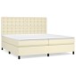 vidaXL Κρεβάτι Boxspring με Στρώμα Κρεμ 200x200 εκ. Συνθετικό Δέρμα