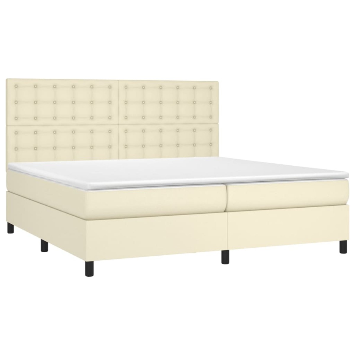 vidaXL Κρεβάτι Boxspring με Στρώμα Κρεμ 200x200 εκ. Συνθετικό Δέρμα