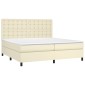 vidaXL Κρεβάτι Boxspring με Στρώμα Κρεμ 200x200 εκ. Συνθετικό Δέρμα