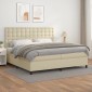 vidaXL Κρεβάτι Boxspring με Στρώμα Κρεμ 200x200 εκ. Συνθετικό Δέρμα