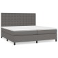 vidaXL Κρεβάτι Boxspring με Στρώμα Γκρι 200x200 εκ. Συνθετικό Δέρμα