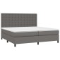 vidaXL Κρεβάτι Boxspring με Στρώμα Γκρι 200x200 εκ. Συνθετικό Δέρμα