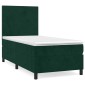 vidaXL Κρεβάτι Boxspring με Στρώμα Σκούρο Πράσινο 80x200 εκ. Βελούδινο