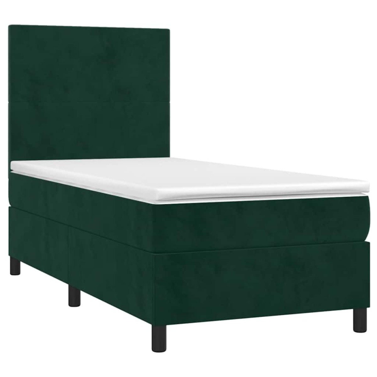 vidaXL Κρεβάτι Boxspring με Στρώμα Σκούρο Πράσινο 80x200 εκ. Βελούδινο