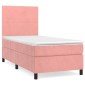 vidaXL Κρεβάτι Boxspring με Στρώμα Ροζ 90x190 εκ. Βελούδινο