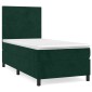 vidaXL Κρεβάτι Boxspring με Στρώμα Σκούρο Πράσινο 90x200 εκ. Βελούδινο