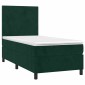 vidaXL Κρεβάτι Boxspring με Στρώμα Σκούρο Πράσινο 90x200 εκ. Βελούδινο