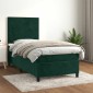 vidaXL Κρεβάτι Boxspring με Στρώμα Σκούρο Πράσινο 90x200 εκ. Βελούδινο