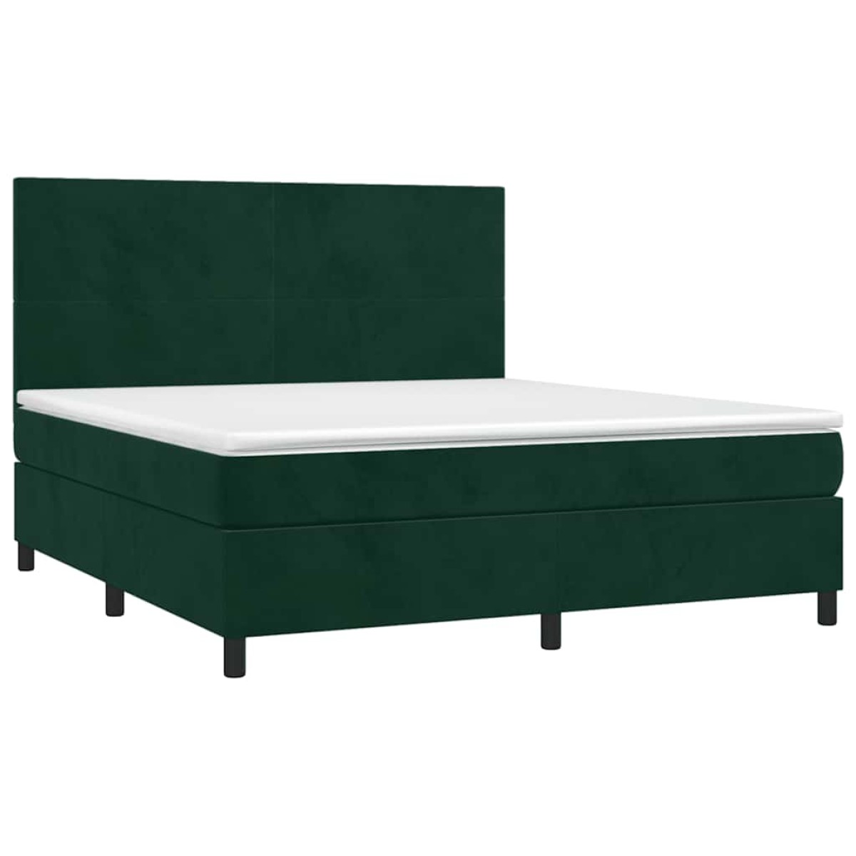 vidaXL Κρεβάτι Boxspring με Στρώμα Σκούρο Πράσινο 160x200εκ. Βελούδινο