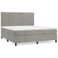 vidaXL Κρεβάτι Boxspring με Στρώμα Ανοιχτό Γκρι 180x200 εκ. Βελούδινο
