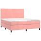 vidaXL Κρεβάτι Boxspring με Στρώμα Ροζ 180x200 εκ. Βελούδινο