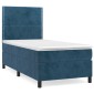 vidaXL Κρεβάτι Boxspring με Στρώμα Σκούρο Μπλε 80 x 200 εκ. Βελούδινο