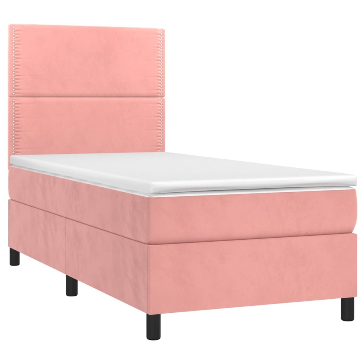 vidaXL Κρεβάτι Boxspring με Στρώμα Ροζ 80 x 200 εκ. Βελούδινο