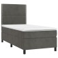 vidaXL Κρεβάτι Boxspring με Στρώμα Σκούρο Γκρι 90x190 εκ. Βελούδινο
