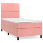 vidaXL Κρεβάτι Boxspring με Στρώμα Ροζ 90x190 εκ. Βελούδινο
