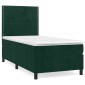 vidaXL Κρεβάτι Boxspring με Στρώμα Σκούρο Πράσινο 90x200 εκ. Βελούδινο