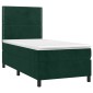 vidaXL Κρεβάτι Boxspring με Στρώμα Σκούρο Πράσινο 90x200 εκ. Βελούδινο