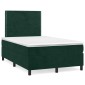 vidaXL Κρεβάτι Boxspring με Στρώμα Σκούρο Πράσινο 120x200εκ. Βελούδινο